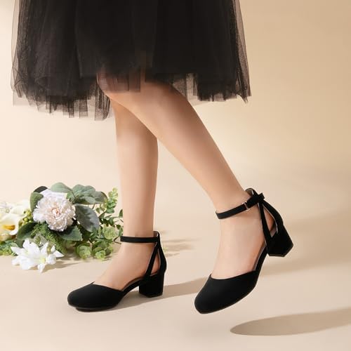 DREAM PAIRS Girls Dress Shoes Closed Toe High Heels Ankle Strap Toddler Little Big Kid Wedding Flower Party Pump