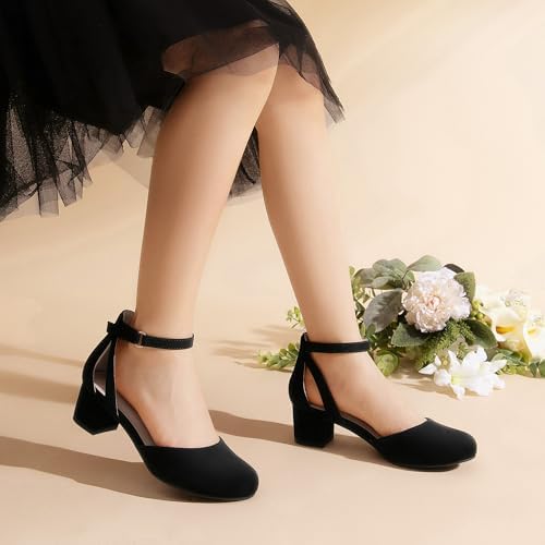 DREAM PAIRS Girls Dress Shoes Closed Toe High Heels Ankle Strap Toddler Little Big Kid Wedding Flower Party Pump