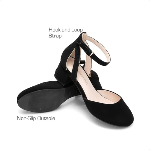DREAM PAIRS Girls Dress Shoes Closed Toe High Heels Ankle Strap Toddler Little Big Kid Wedding Flower Party Pump