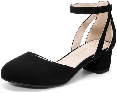 DREAM PAIRS Girls Dress Shoes Closed Toe High Heels Ankle Strap Toddler Little Big Kid Wedding Flower Party Pump