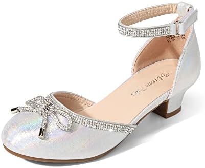 DREAM PAIRS Girls Dress Shoes Closed Toe Low Heels Ankle Strap Pumps for Toddler Little Big Kid Flower Party Wedding Princess