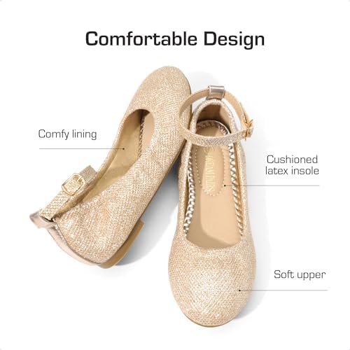 DREAM PAIRS Girls Dress Shoes Girl's Ballerina Flat Ankle Strap Ballet Flats (Toddler/Little Kid/Big Kid)