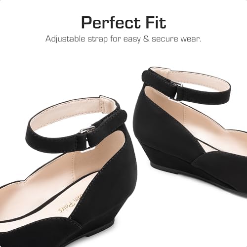 DREAM PAIRS Girls Dress Shoes Low Wedge Heels Ankle Strap Wedding Flower Party Pump For Toddler Little Big Kid