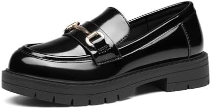 DREAM PAIRS Girls Loafers Chunky Platform Slip On Loafers School Uniform Dress Shoes