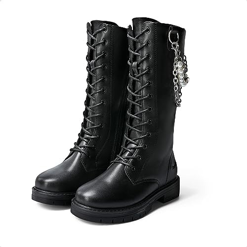 DREAM PAIRS Girls Riding Boots Knee High Side Zipper Mid Calf Shoes Little Kid/Big Kid