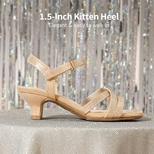 DREAM PAIRS Girls Sandals Low Heel Dress Open Toe Sandals Flower Wedding Party For Little Kid/Big Kid