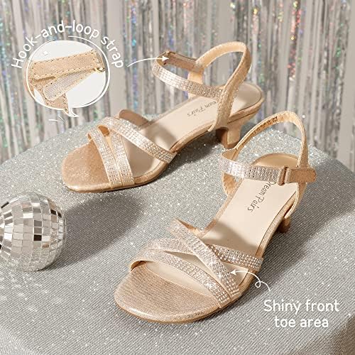 DREAM PAIRS Girls Sandals Low Heel Dress Open Toe Sandals Flower Wedding Party For Little Kid/Big Kid