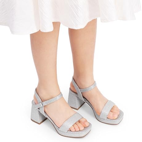 DREAM PAIRS Girls Sandals Open Toe Low Block Chunky Heels Sandals Party Dress Pumps Shoes For Little Big Kid