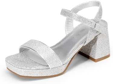 DREAM PAIRS Girls Sandals Open Toe Low Block Chunky Heels Sandals Party Dress Pumps Shoes for Little Big Kid
