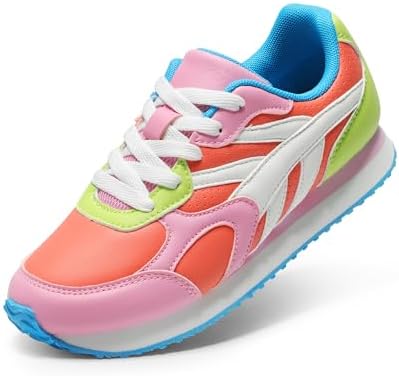 DREAM PAIRS Girls Sneakers Lace-up Tennis Running Casual LilLegends Lightweight Classic Walking Shoes for Little/Big Kid