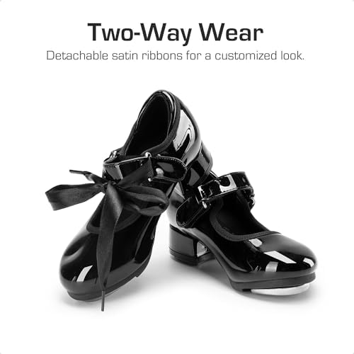 DREAM PAIRS Kids Tap Shoes For Girls Dance Shoes Boys Easy Strap Tap Mary Jane Flats PU Leather For Toddler/Little Kid/Big Kid