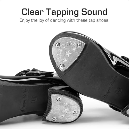 DREAM PAIRS Kids Tap Shoes For Girls Dance Shoes Boys Easy Strap Tap Mary Jane Flats PU Leather For Toddler/Little Kid/Big Kid