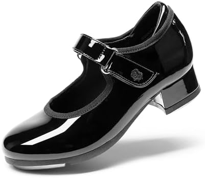 DREAM PAIRS Kids Tap Shoes for Girls Dance Shoes Boys Easy Strap Tap Mary Jane Flats PU Leather for Toddler/Little Kid/Big Kid