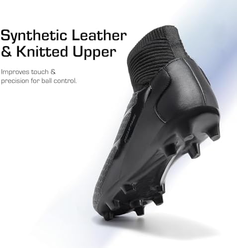 DREAM PAIRS Men's High Tops Lace Up Soccer Cleats Lightweight Professional Athletic Football Cleats Mens Athletic Shoes For Training Soccer