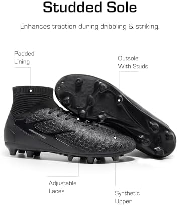 DREAM PAIRS Men's High Tops Lace Up Soccer Cleats Lightweight Professional Athletic Football Cleats Mens Athletic Shoes For Training Soccer