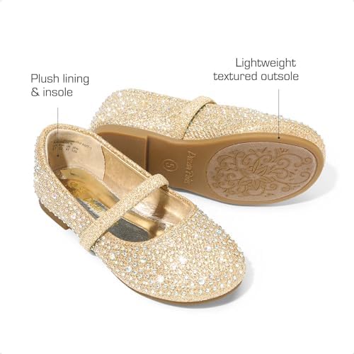 DREAM PAIRS Toddler Girls Dress Shoes Mary Jane Ballet Flats Flower Girl Shoes With Rhinestone Slip-on Toddler Mary Jane Flats