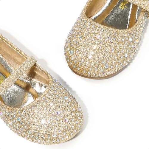 DREAM PAIRS Toddler Girls Dress Shoes Mary Jane Ballet Flats Flower Girl Shoes With Rhinestone Slip-on Toddler Mary Jane Flats