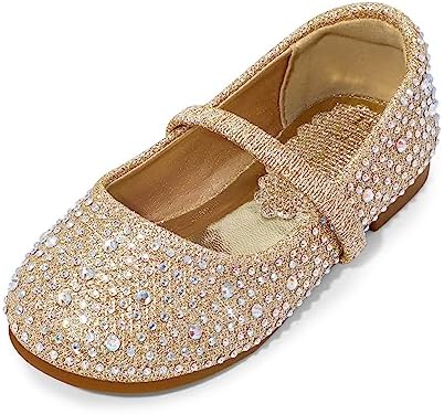 DREAM PAIRS Toddler Girls Dress Shoes Mary Jane Ballet Flats Flower Girl Shoes with Rhinestone Slip-on Toddler Mary Jane Flats