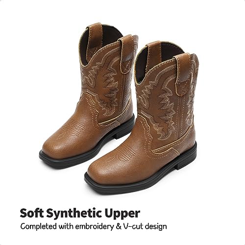 DREAM PAIRS Toddler Little Boys Girls Cowboy Boots Kids Western Square Toe Riding Mid Calf Boots