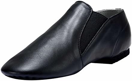 Dynadans Unisex Leather Upper Slip-on Jazz Shoe with Elastics for Women and Men's Dance Shoes
