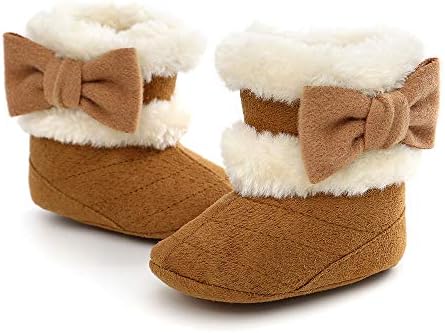 E-FAK Baby Boy Girl Boots Newborn Shoes Winter Snow Bowknot Anti-Slip Soft Sole Warm Infant Toddler Prewalker Booties