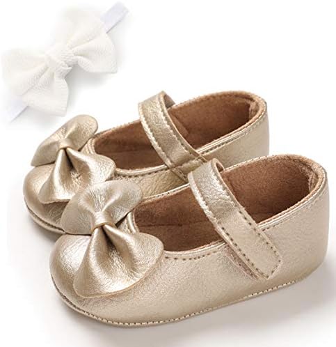 E-FAK Baby Girls Shoes Mary Jane Flats Shoes Anti-Slip Soft Rubber Sole Toddler First Walkers Princess Dress Shoes