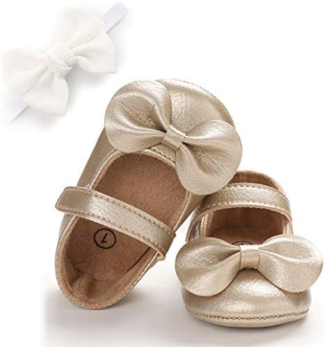 E-FAK Baby Girls Shoes Mary Jane Flats Shoes Anti-Slip Soft Rubber Sole Toddler First Walkers Princess Dress Shoes