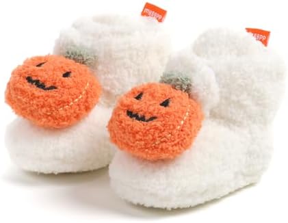 E-FAK Newborn Baby Cozy Fleece Booties with Grippers Winter Slippers Socks Soft Sole Stay On Infant First Walker Crib Shoes