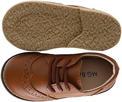 E-FAK Toddler Boys Girls Oxford Shoes Lace-Up PU Leather School Uniform First Walker Outdoor Dress Flat Loafer Shoes(Toddler/Little Kid)