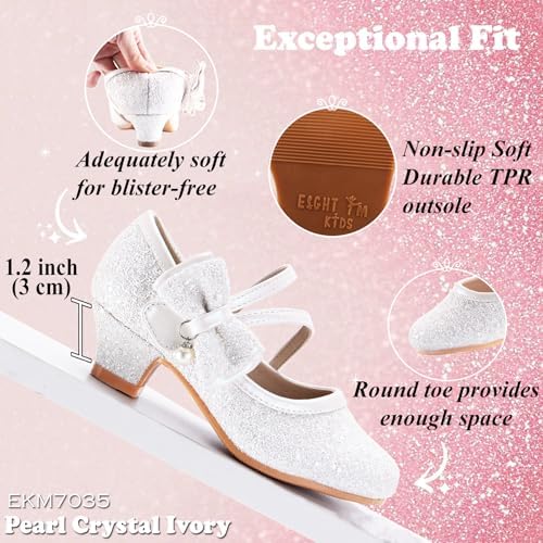 EIGHT KM Mary Jane Shoes For Girls - Toddler Shoes Girl Mary Jane Flats Kid Shoes - Multi Sizes & Colors For Ages 3-13 Years Baby Girl Shoes - Party Wedding Heels For Girls
