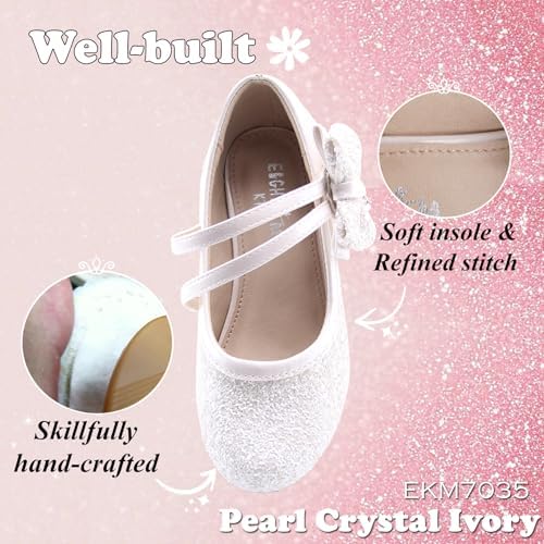 EIGHT KM Mary Jane Shoes For Girls - Toddler Shoes Girl Mary Jane Flats Kid Shoes - Multi Sizes & Colors For Ages 3-13 Years Baby Girl Shoes - Party Wedding Heels For Girls