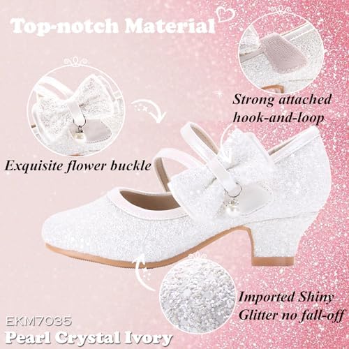 EIGHT KM Mary Jane Shoes For Girls - Toddler Shoes Girl Mary Jane Flats Kid Shoes - Multi Sizes & Colors For Ages 3-13 Years Baby Girl Shoes - Party Wedding Heels For Girls