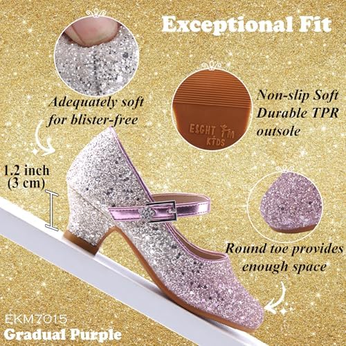 EIGHT KM Toddler Shoes - High Heels Kid Shoes - Multi Sizes & Colors For Ages 3-13 Years - Mary Jane Shoes For Girls Wide Fit Little Girl Dress Shoes - Party Wedding Shoes - Princess Baby Girl Shoes