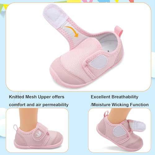 FEETCITY Baby First Walking Shoes Boys Girls Infant Sneakers Crib Shoes Breathable Lightweight Slip On Shoes