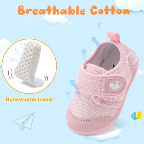 FEETCITY Baby First Walking Shoes Boys Girls Infant Sneakers Crib Shoes Breathable Lightweight Slip On Shoes