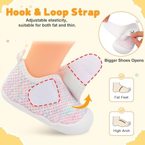 FEETCITY Baby First Walking Shoes Wide Baby Shoes Infant Sneakers Newborn Crib Shoe Barefoot Lightweight Slip On Shoe