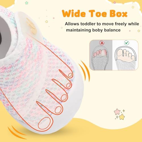 FEETCITY Baby First Walking Shoes Wide Baby Shoes Infant Sneakers Newborn Crib Shoe Barefoot Lightweight Slip On Shoe