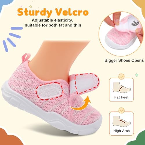 FEETCITY Baby Shoes Boys Girls First Walking Shoes Infant Sneakers Lightweight Slip On Shoe