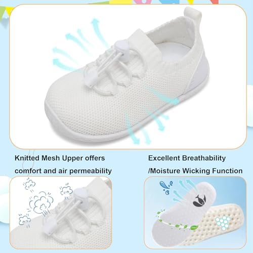 FEETCITY Baby Shoes Boys Girls First Walking Shoes Infant Sneakers Crib Shoes Breathable Lightweight Slip On Shoes