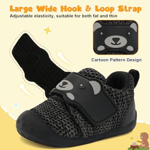 FEETCITY Baby Walking Shoes Wide Baby Shoes Boys Girls Infant Sneakers Crib Shoes Breathable Toddler Barefoot Shoes Slip On Shoes