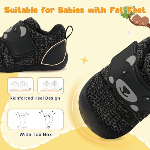 FEETCITY Baby Walking Shoes Wide Baby Shoes Boys Girls Infant Sneakers Crib Shoes Breathable Toddler Barefoot Shoes Slip On Shoes