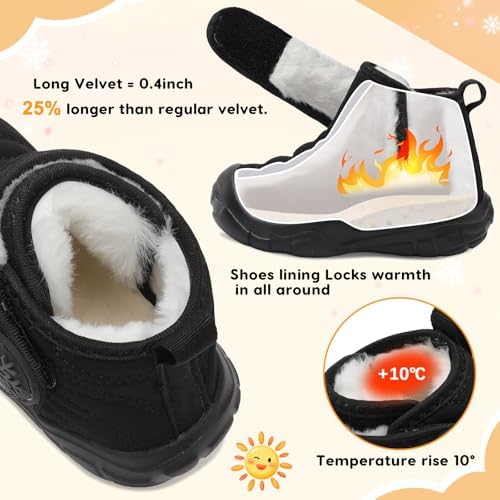 FEETCITY Baby Winter Warm Shoes Cozy Fleece Snow Boots Boys Girls Infant First Walking Shoes Water Resistance Booties