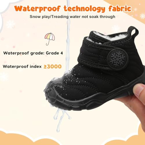 FEETCITY Baby Winter Warm Shoes Cozy Fleece Snow Boots Boys Girls Infant First Walking Shoes Water Resistance Booties