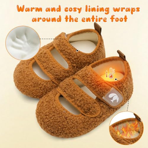 FEETCITY Toddler House Slippers - Boys & Girls Winter Kids Indoor Home Shoes - Warm Socks