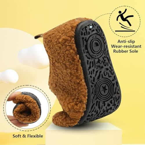 FEETCITY Toddler House Slippers - Boys & Girls Winter Kids Indoor Home Shoes - Warm Socks