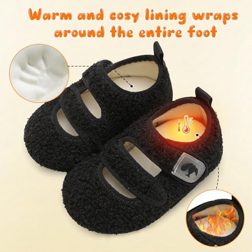 FEETCITY Toddler House Slippers - Boys & Girls Winter Kids Indoor Home Shoes - Warm Socks
