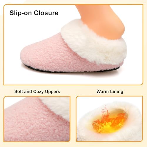 FEETCITY Toddler Slippers - Slip On Shoes For Girls & Boys Lightweight & Warm Indoor Walking Shoes