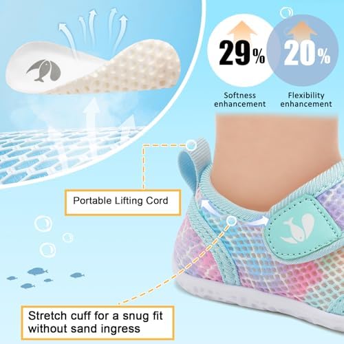 FEETCITY Toddler Water Shoes Boys Girls Swim Shoes Quick Dry Kids Aqua Socks Barefoot For Beach Swimming Pool