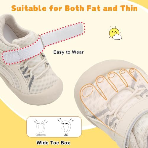 FEETCITY Wide Baby Shoes Boys Girls Baby Barefoot Shoes Breathable Infant Walking Shoe Crib Sock Shoe Toddler Sneakers Flexible