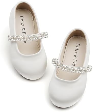 Felix & Flora Girls Toddler Little Ballet Shoes - Flower Girls Mary Jane Flats Dress Shoes Party Wedding